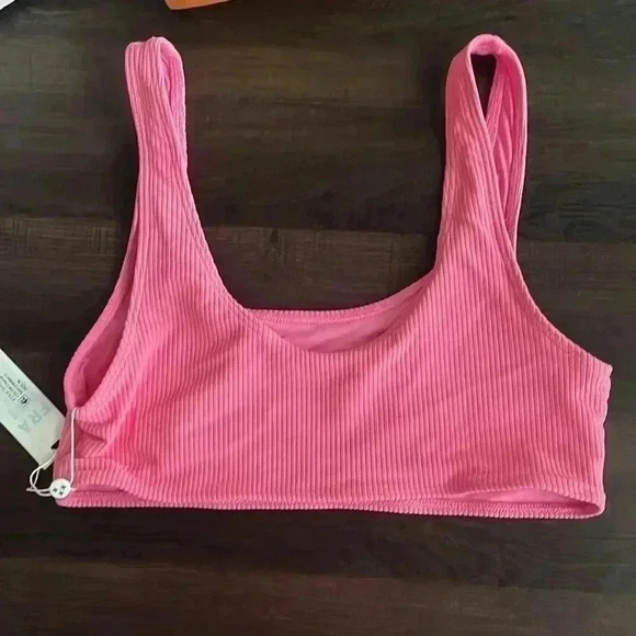 Frankie’s Bikinis Conner Ribbed Bikini Top Pink Medium - Picture 5 of 7